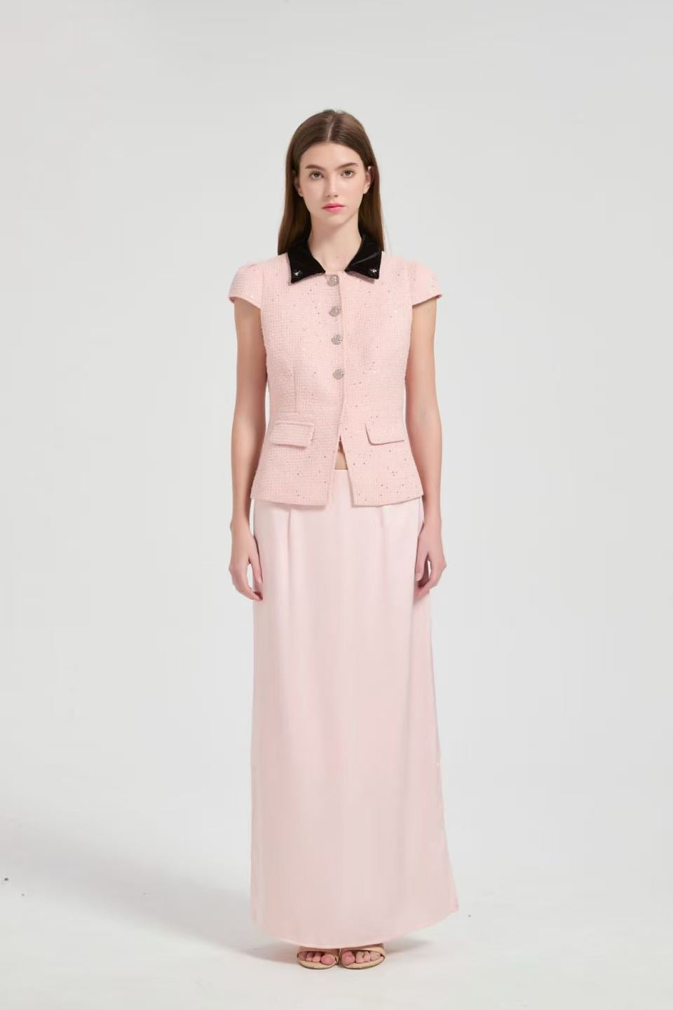 Blush Velvet Collar Set