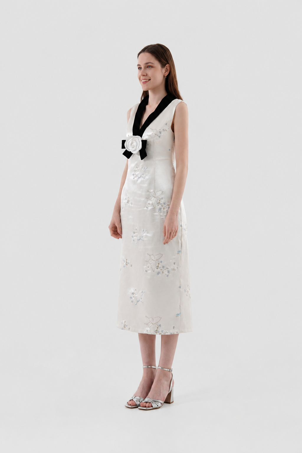 Ivory Butterfly Bloom Midi Dress