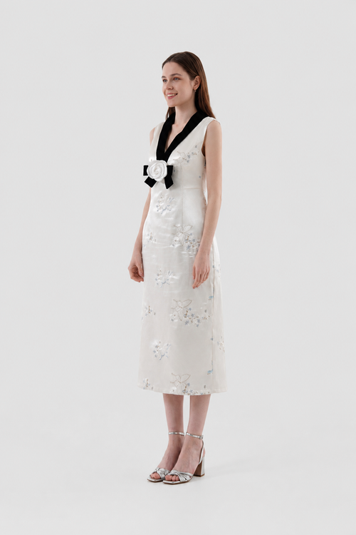 Ivory Butterfly Bloom Midi Dress