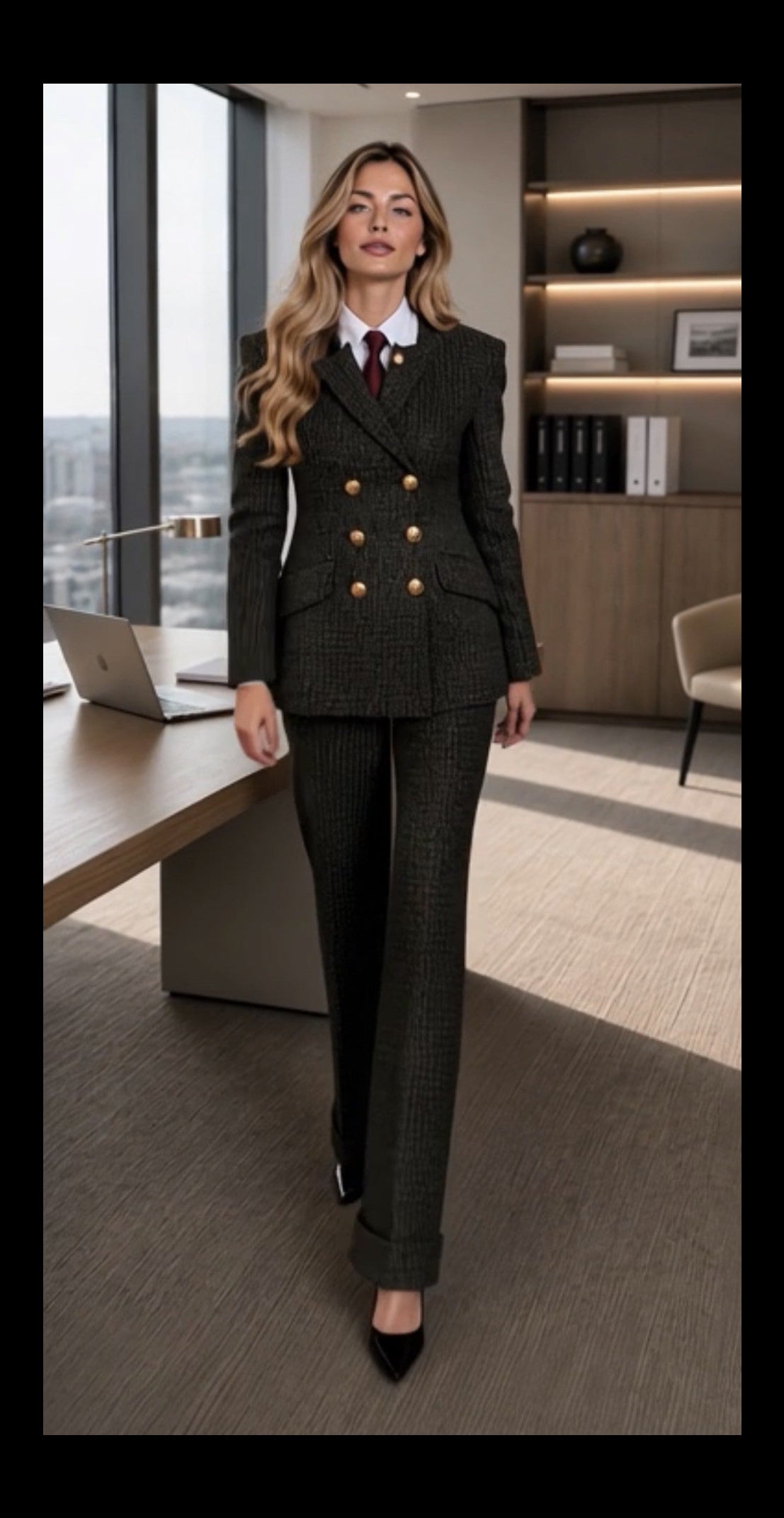 Tailored  two-piece Tweed Trouser Suit
