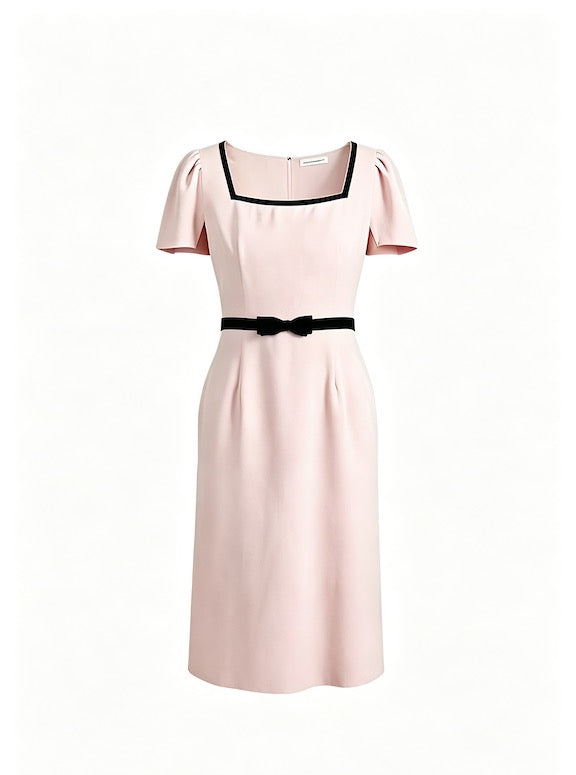 Rose Noir Bow Midi Dress