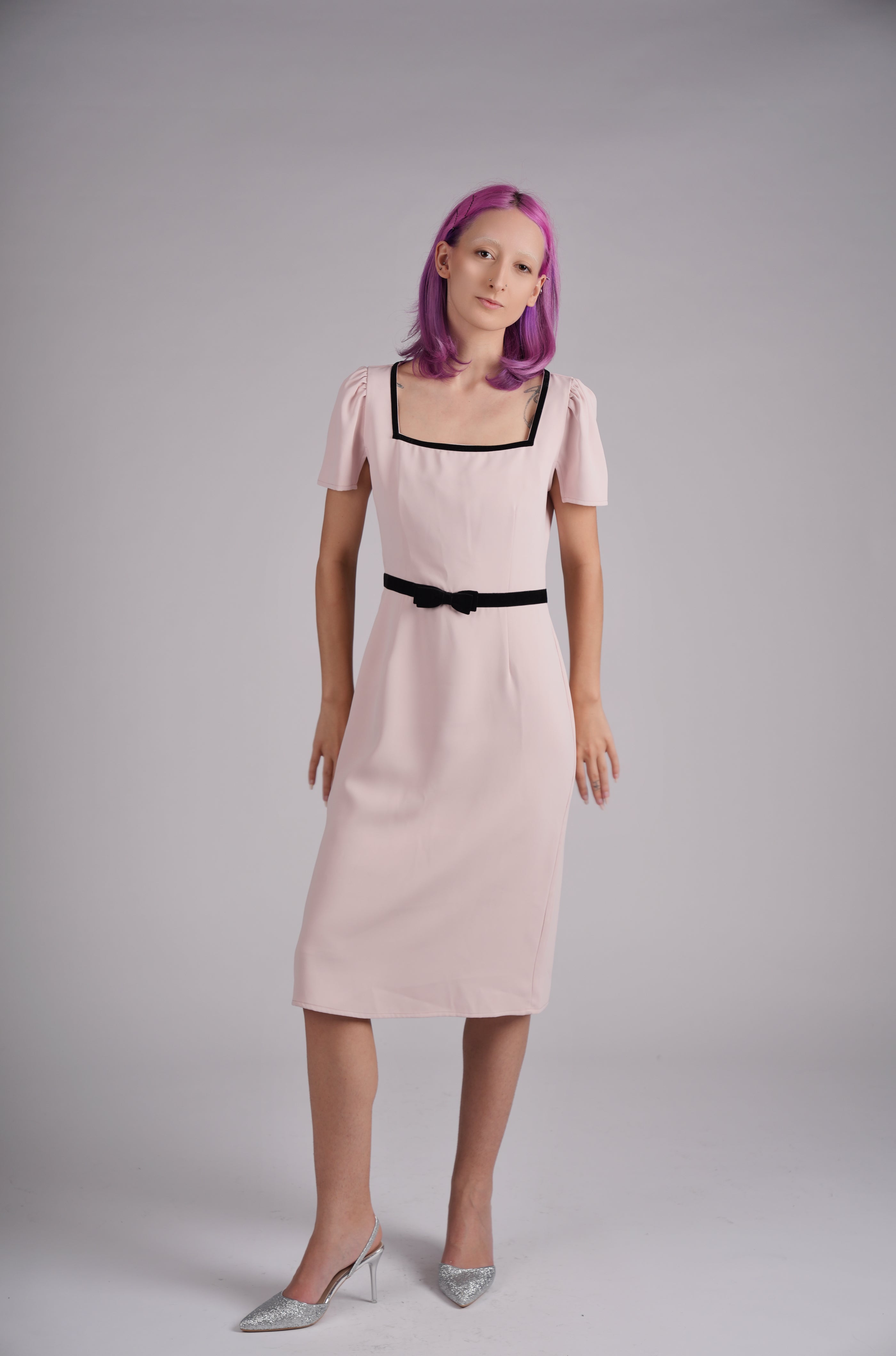 Rose Noir Bow Midi Dress