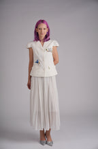 Aviary Blanc Embroidered Pleated Midi Skirt Set