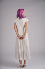 Aviary Blanc Embroidered Pleated Midi Skirt Set