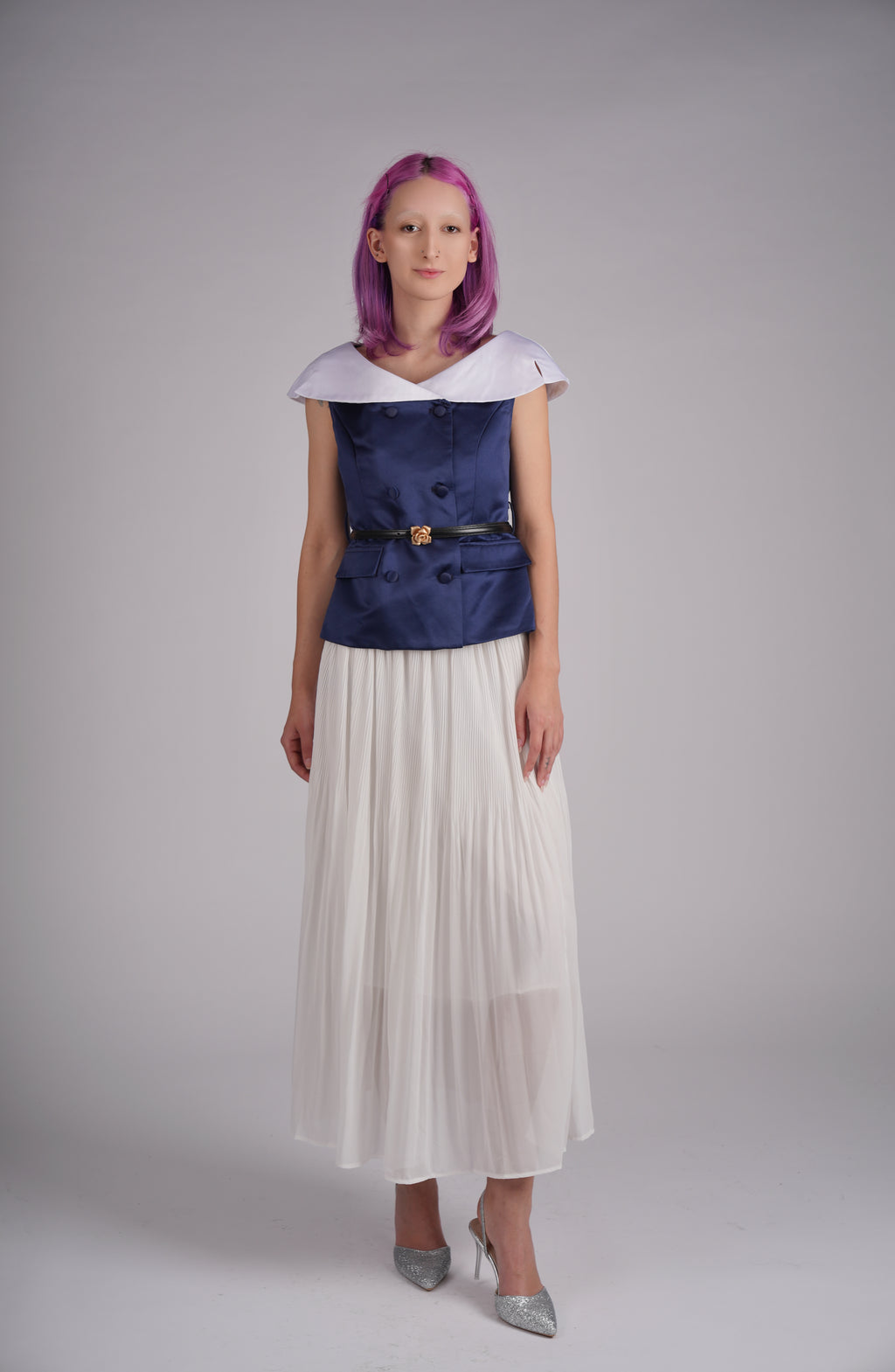Étoile Marine Pleated Maxi Skirt Set