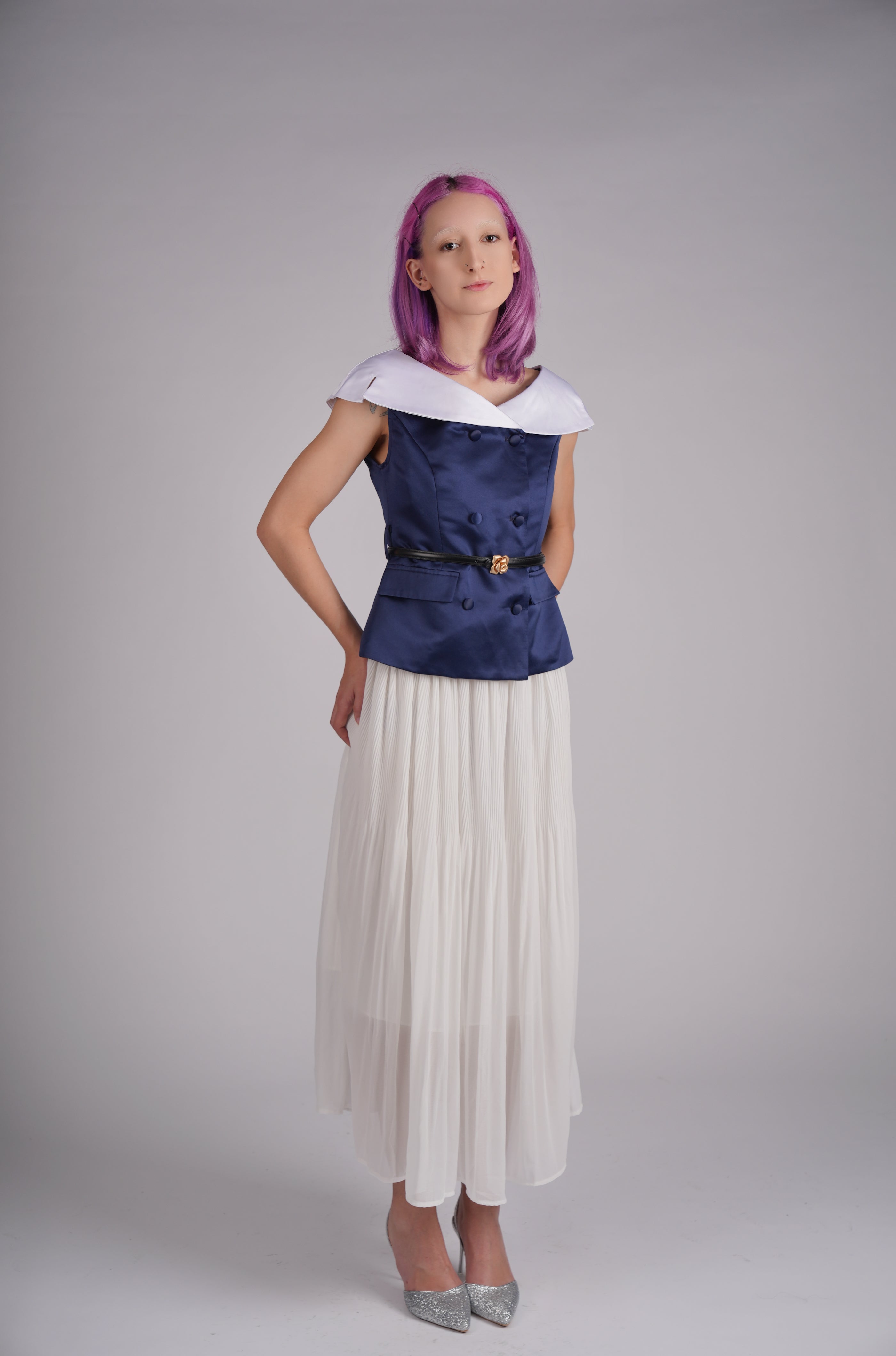 Étoile Marine Pleated Maxi Skirt Set