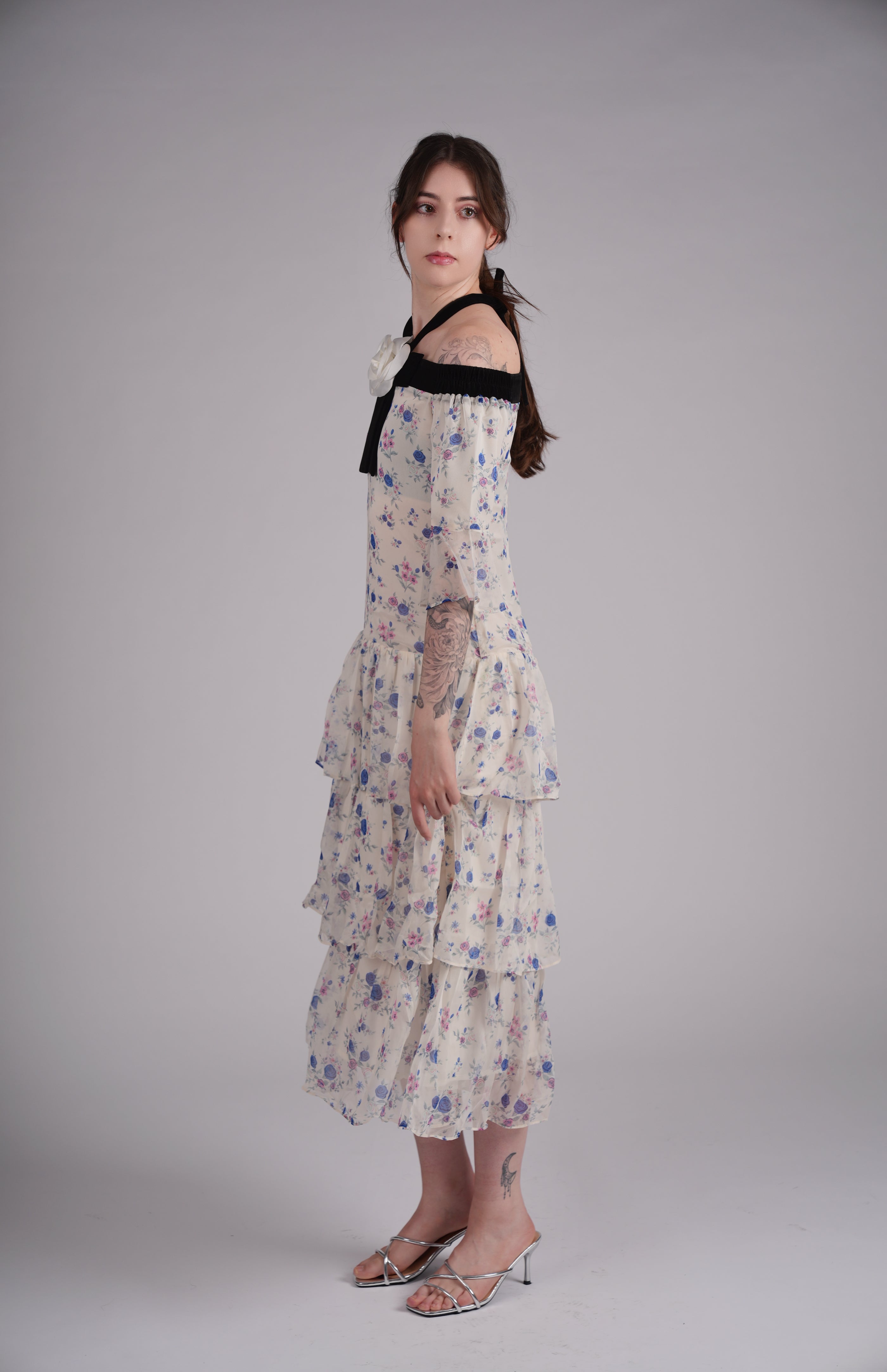 Violette Garden Tiered Midi Dress