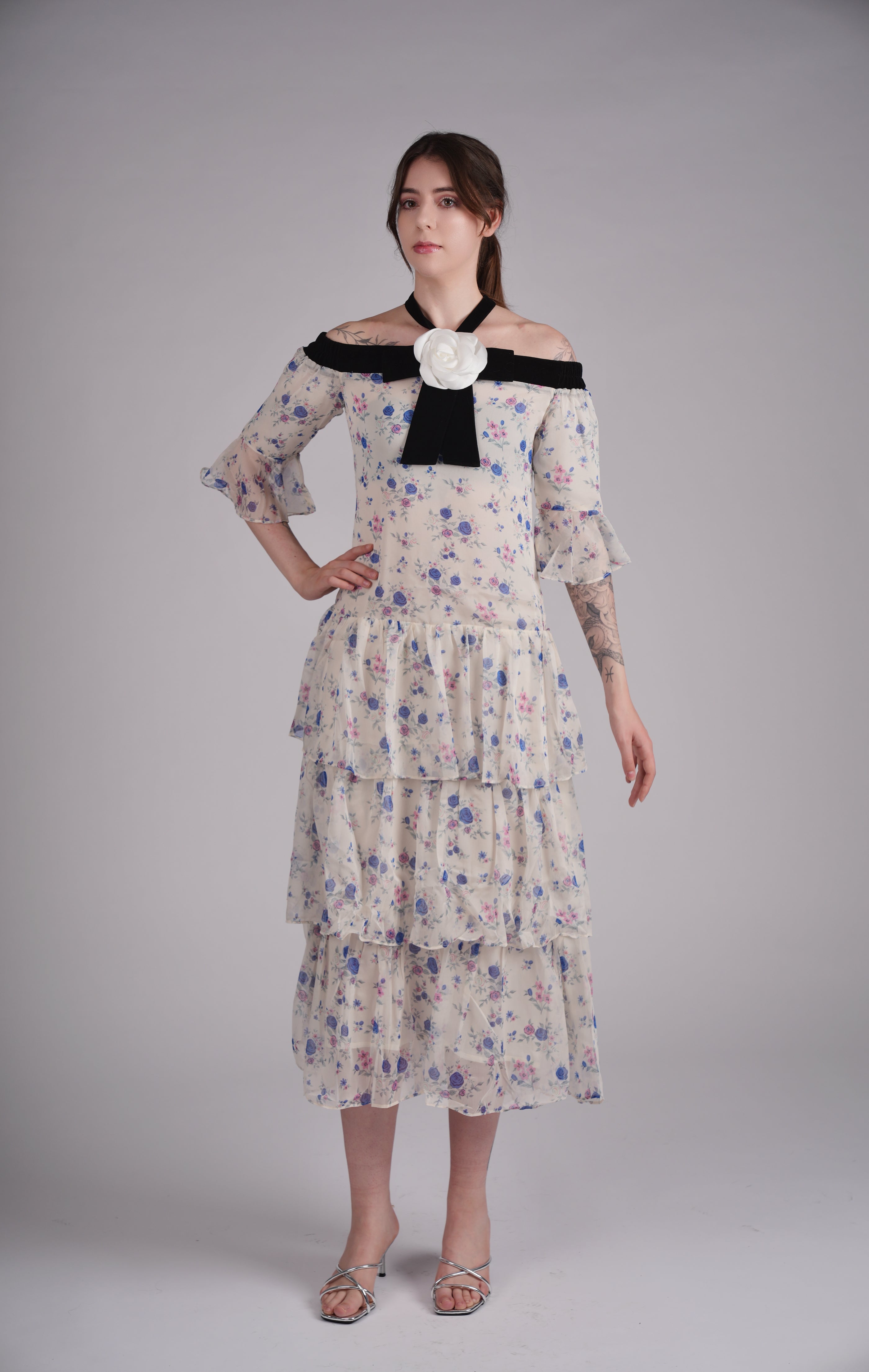 Violette Garden Tiered Midi Dress
