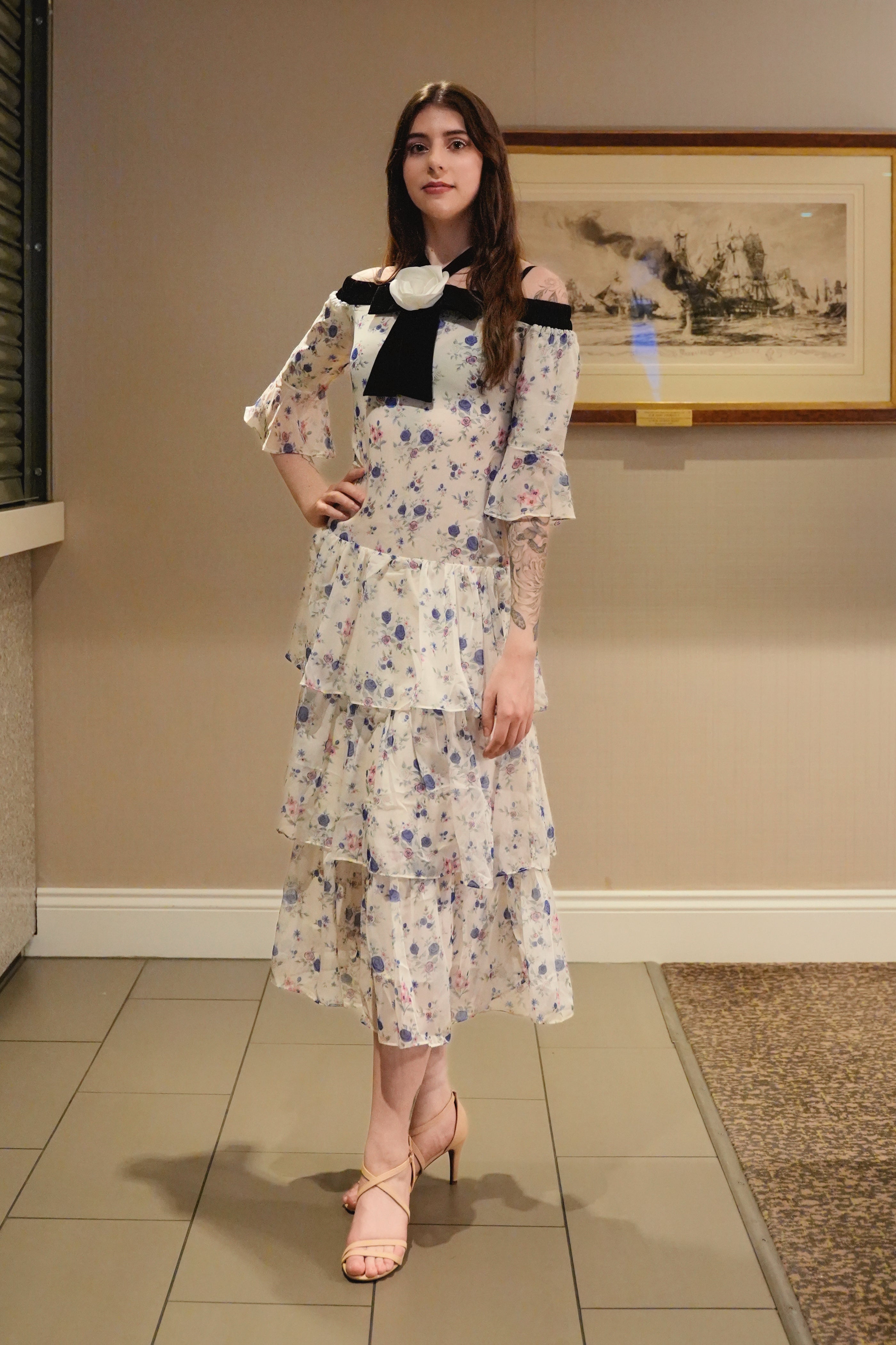 Violette Garden Tiered Midi Dress