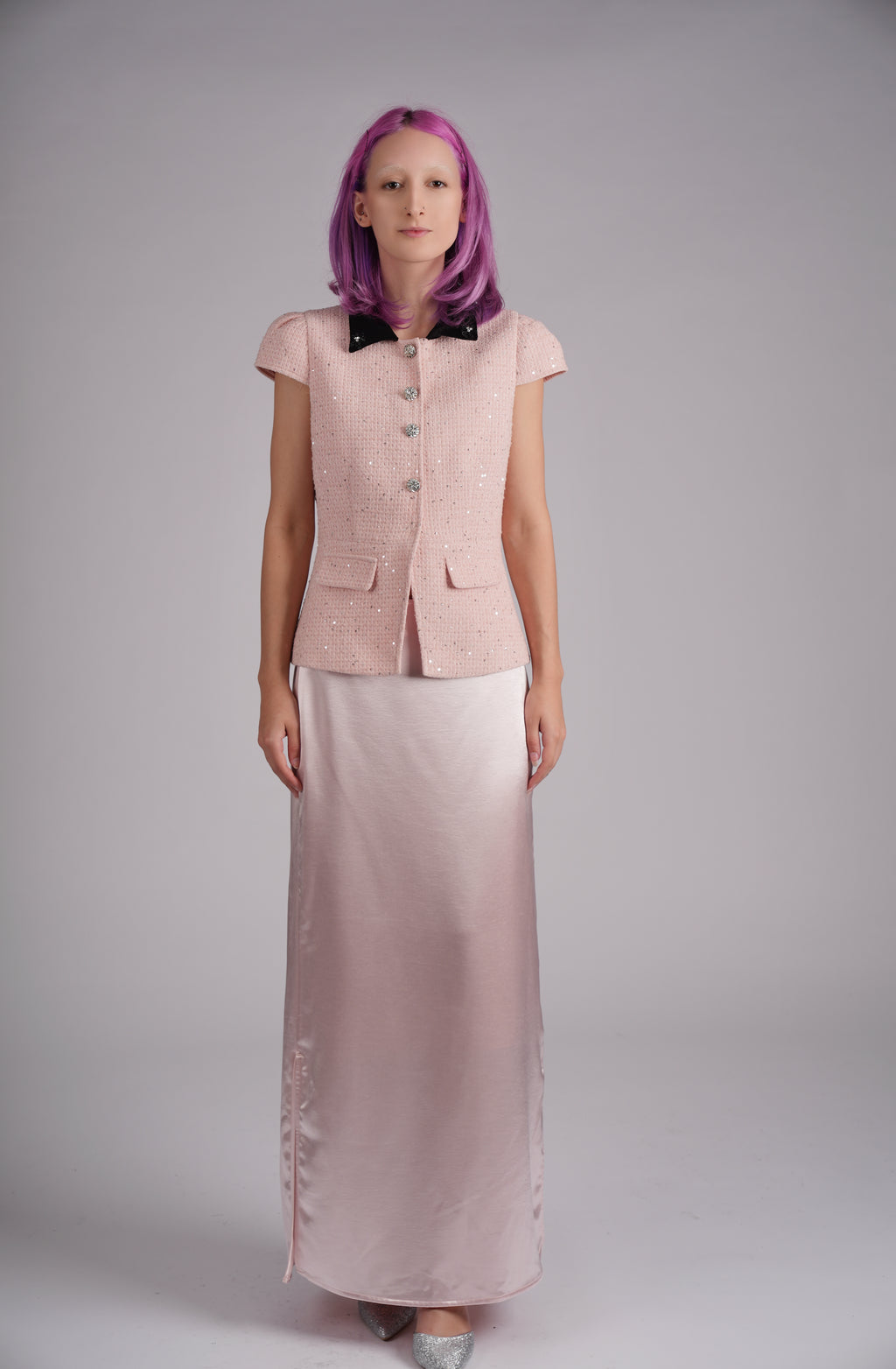 Blush Velvet Collar Set