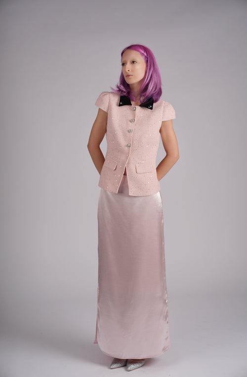 Blush Velvet Collar Set