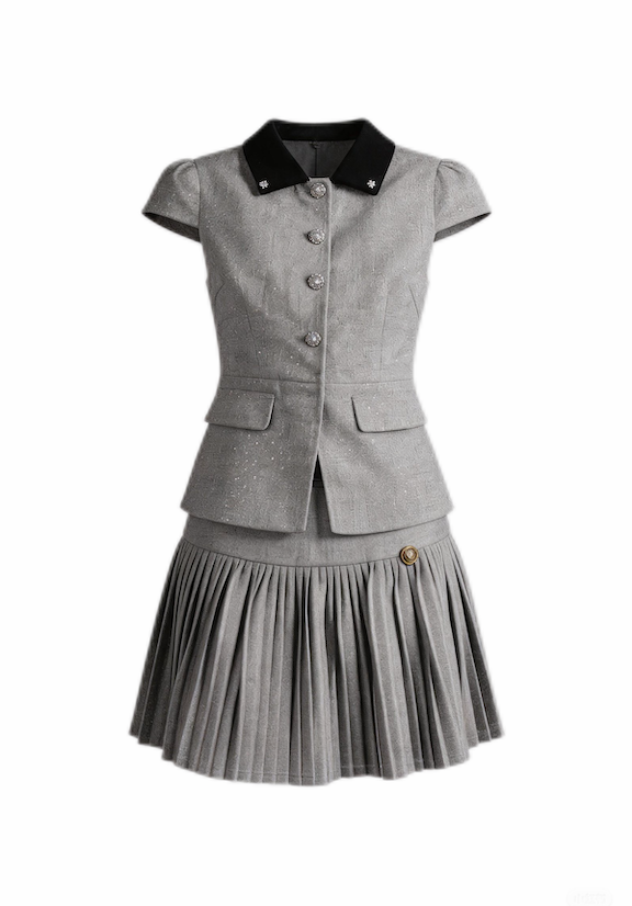 Lune Argent Pleated Mini Skirt Set