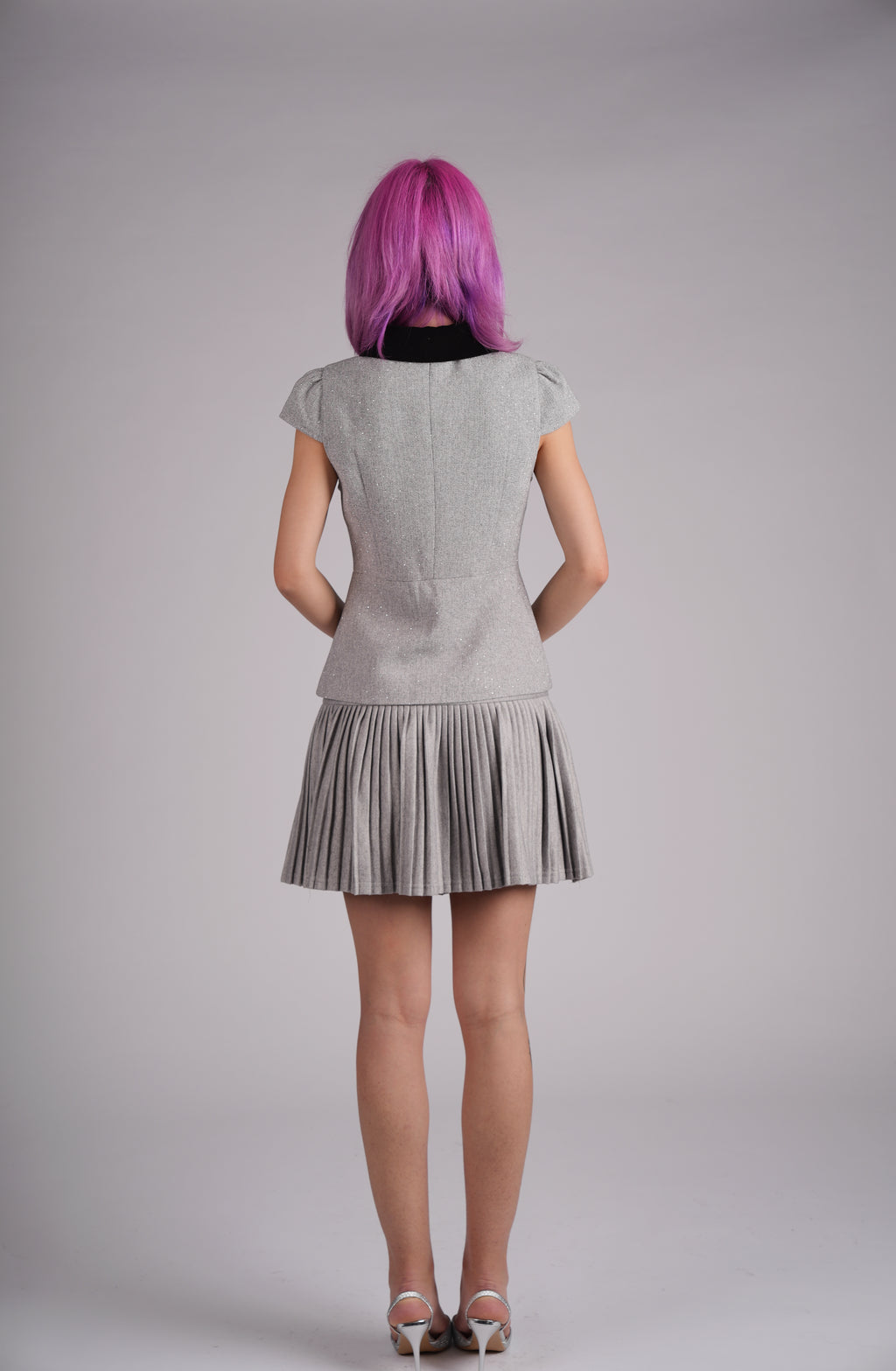 Lune Argent Pleated Mini Skirt Set