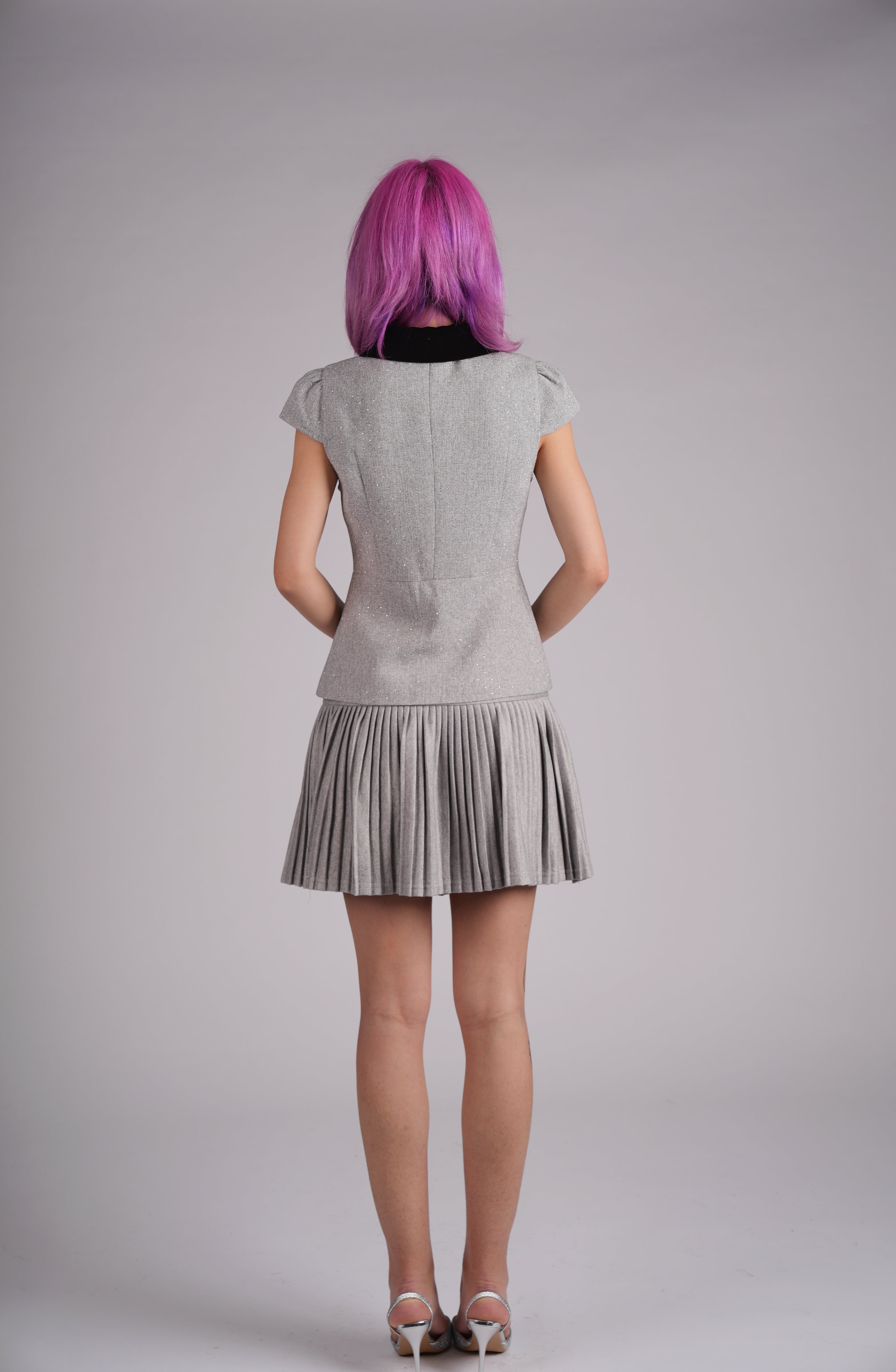 Lune Argent Pleated Mini Skirt Set
