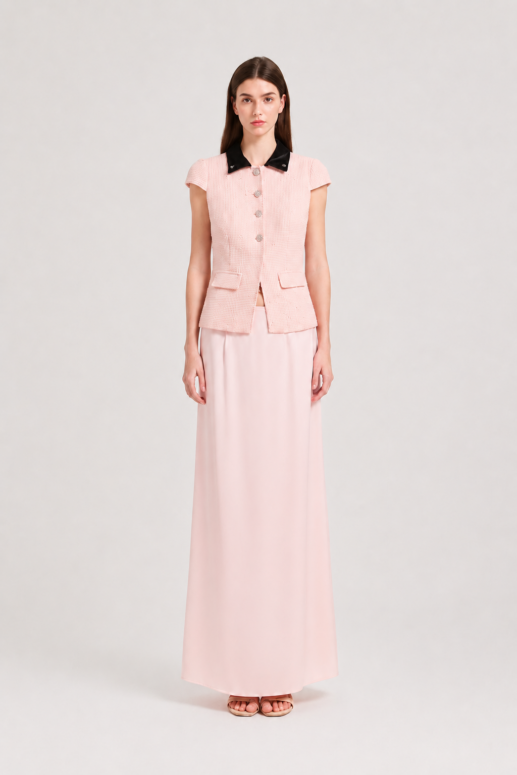 Blush Velvet Collar Set