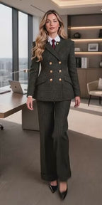 Tailored  two-piece Tweed Trouser Suit